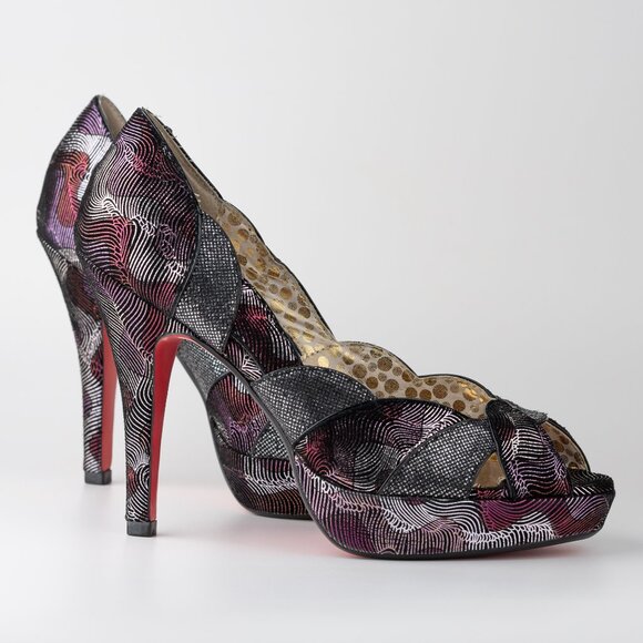 POETIC LICENSE VINTAGE REVIVAL Size 8.5 Black Metallic Heels - Picture 8 of 9